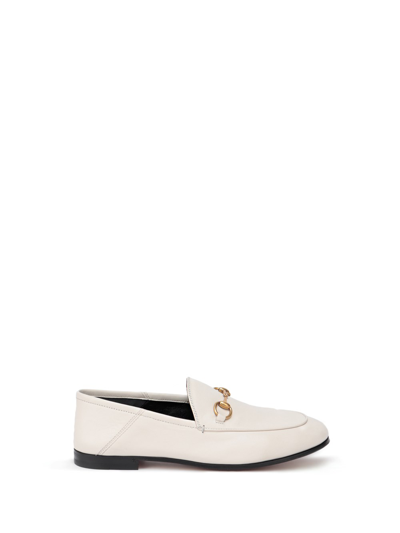 Shop Gucci Leather Horsebit Loafers In Bianco