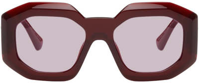 Shop Versace Red Maxi Medusa Biggie Sunglasses In 388/5 Red