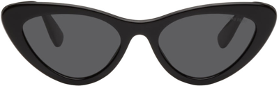 Shop Miu Miu Black Cat-eye Sunglasses In 1ab5s0 Black