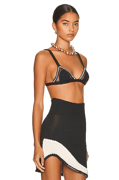 Shop Aisling Camps Embroidered Crochet Bra In Black & Ivory