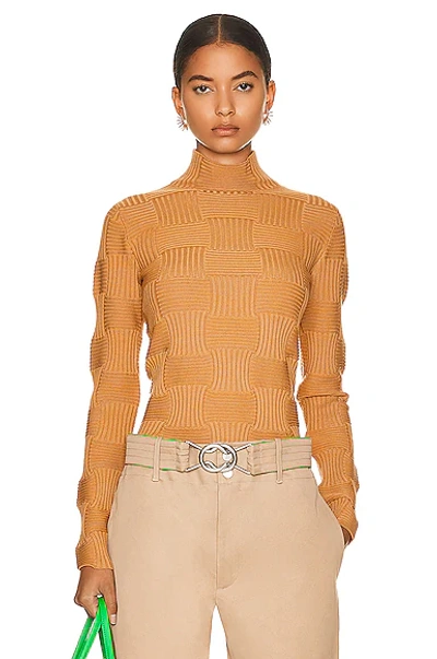 Shop Bottega Veneta Lightweight Turtleneck Sweater In Camel & Butterscotch