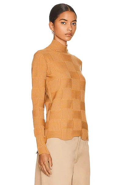 Shop Bottega Veneta Lightweight Turtleneck Sweater In Camel & Butterscotch