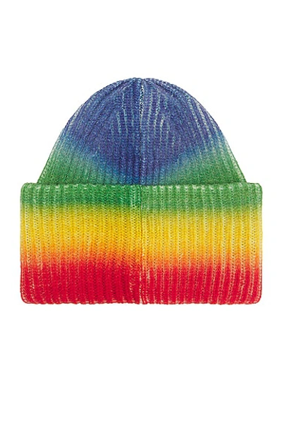 Shop Acne Studios Rainbow Beanie In Coral Red & Green