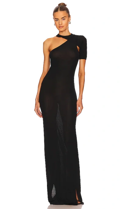 Rta Black Sria One Shoulder Maxi Dress In Black
