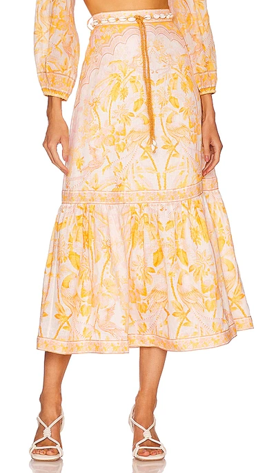 Shop Zimmermann Frill Hem Skirt In Yellow