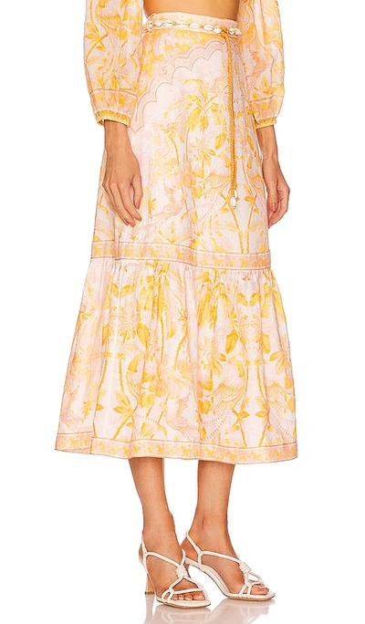 Shop Zimmermann Frill Hem Skirt In Yellow