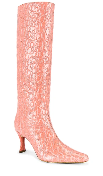 By Far Crocodile-effect Pointed-toe Boots In Coral