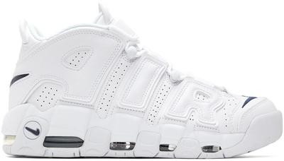 Shop Nike White Air More Uptempo '96 Sneakers In White/midnight Navy-
