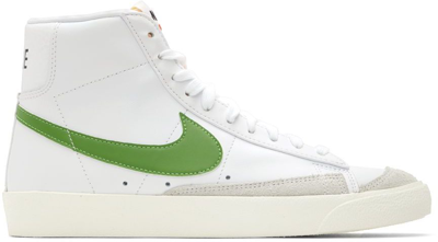 Shop Nike White  Blazer Mid '77 Vintage Sneakers In White/chlorophyll-bl
