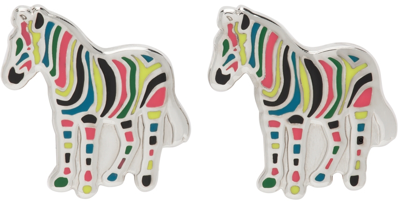 Shop Paul Smith Silver Zebra Cufflinks In 97 Multicolour