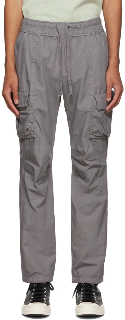 Shop John Elliott Gray Cotton Cargo Pants In Charcoal