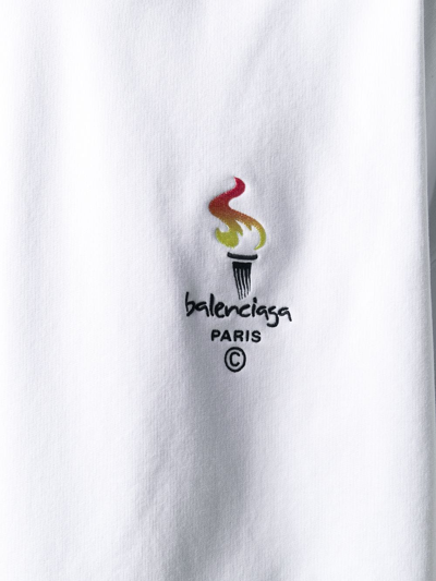 Shop Balenciaga Paris Olympics Oversized Hoodie In White