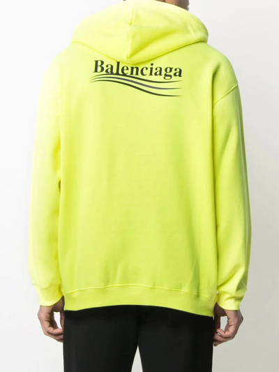 Shop Balenciaga Campaign Logo Hoodie In Yellow