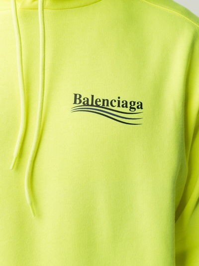 Shop Balenciaga Campaign Logo Hoodie In Yellow