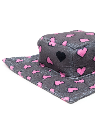 Shop Natasha Zinko Pixel Heart Box Bucket Hat In 灰色