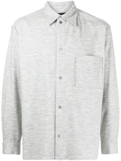 3.1 Phillip Lim Point-collar Flannel Shirt In Grey