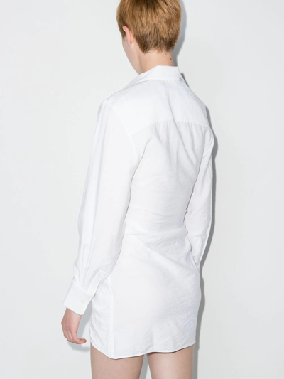 Shop Jacquemus La Robe Bahia Draped Shirt Dress In White