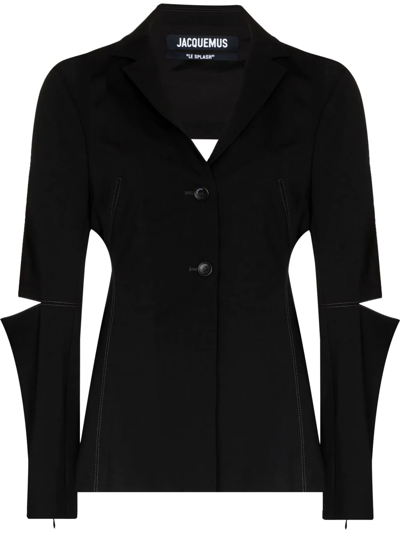 Shop Jacquemus Cut-out Single-breasted Blazer In Black