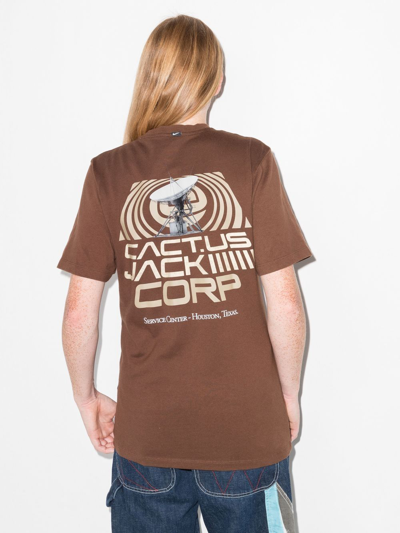 Shop Nike X Cactus Jack Graphic-print T-shirt In Brown