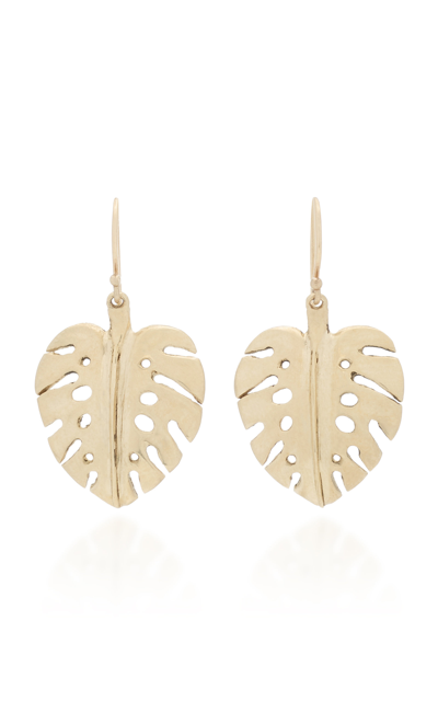 Shop Annette Ferdinandsen Women's 14k Yellow Gold Palm Leaf Earrings