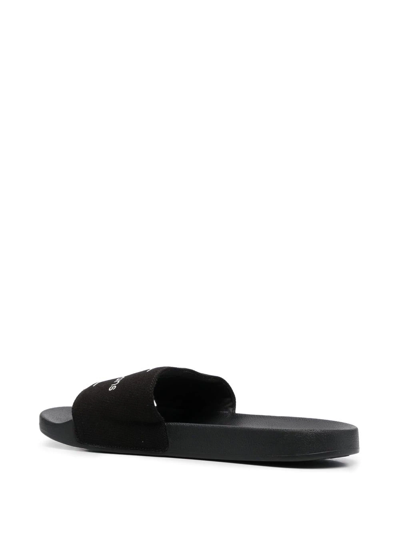 Shop Calvin Klein Logo-print Moulded Slides In 黑色