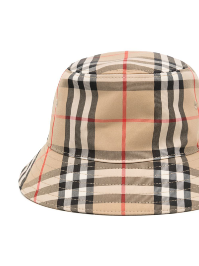 Shop Burberry Check-print Bucket Hat In Archive Beige