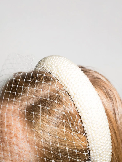Shop Jennifer Behr Bailey Pear-embellished Veil Headband In 白色