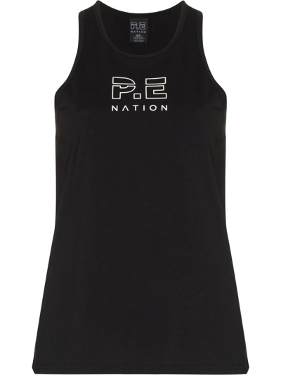 Shop P.e Nation Endurance Organic-cotton Tank Top In 黑色