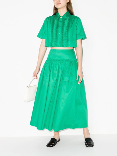 Shop Aje High-waisted Tiered Skirt In 绿色