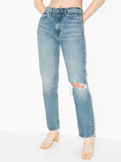 Re/done 70s Straight Jean In Worn Medium Raf In 蓝色