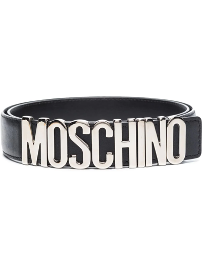 Shop Moschino Logo-lettering Belt In 黑色