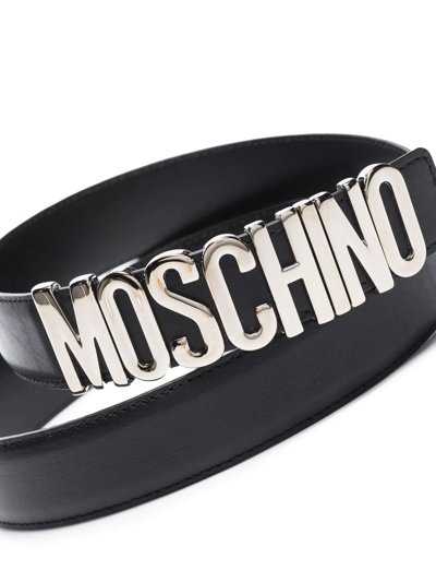 Shop Moschino Logo-lettering Belt In 黑色