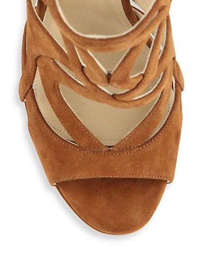 Shop Paul Andrew Ella Cutout Suede Tie-back Sandals In Brown