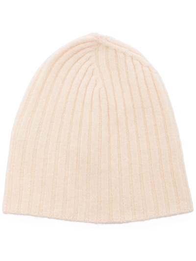 Shop Jil Sander Ribbed Knitted Beanie In 中性色