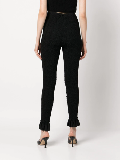 Alexander Wang Ruched Ruffle-trim Leggings In Black