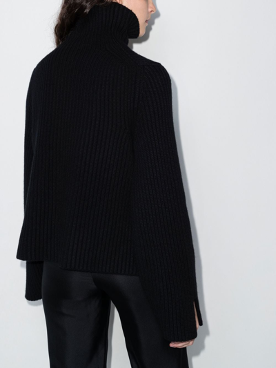 Shop Khaite Molly Ribbed-knit Roll-neck Jumper In Black