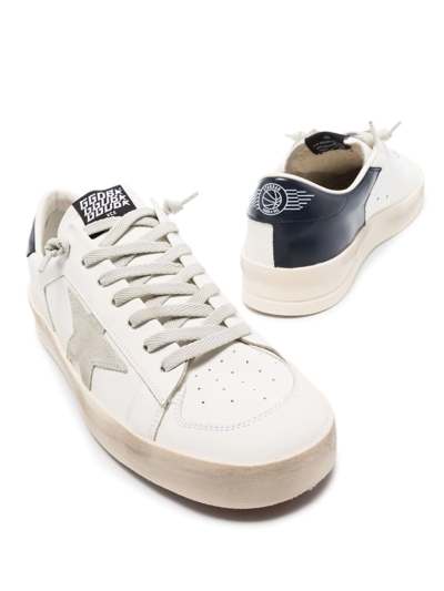 Golden Goose Stardan Sneakers With Ice-gray Suede Star And Glossy Black Leather Heel Tab In White