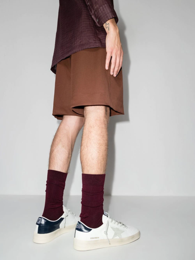 Golden Goose Stardan Sneakers With Ice-gray Suede Star And Glossy Black Leather Heel Tab In White