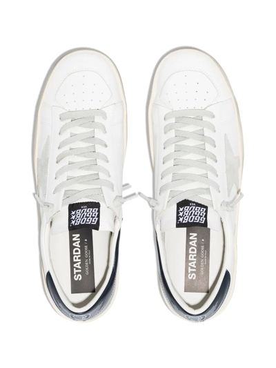 Golden Goose Stardan Sneakers With Ice-gray Suede Star And Glossy Black Leather Heel Tab In White