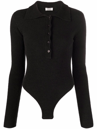 Shop Nanushka Polo Shirt Bodysuit In Black