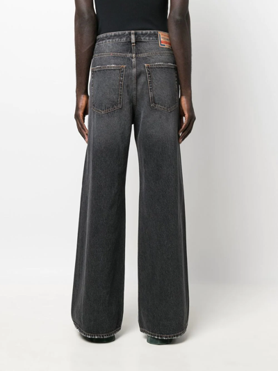 Diesel D-rise Ripped Straight-leg Jeans In Black