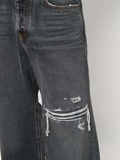 Diesel D-rise Ripped Straight-leg Jeans In Black