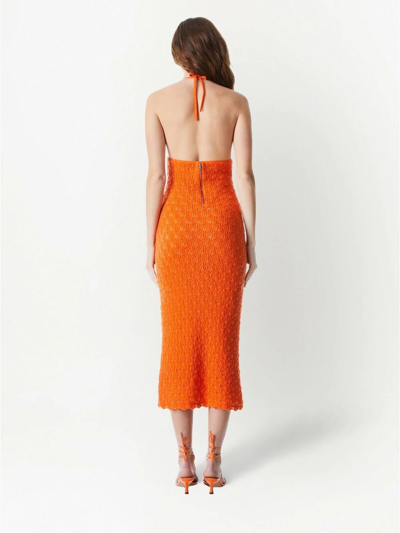 Shop Alice And Olivia Jone Halterneck Midi Dress In 橘色