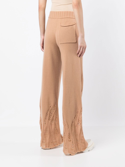 Shop Dion Lee Distressed High-waist Cashmere Trousers In Brown