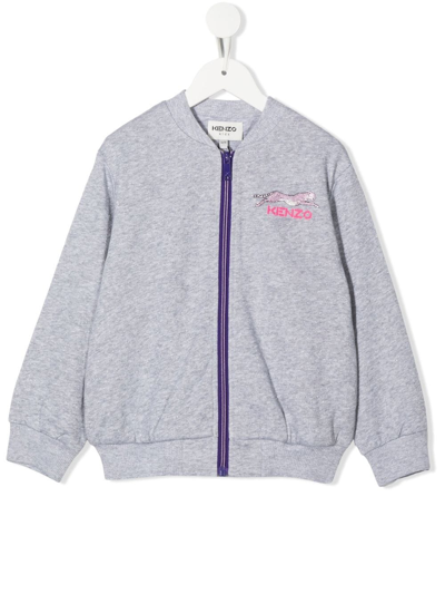 Shop Kenzo Animal-print Glittered Bomber Jacket In Grey