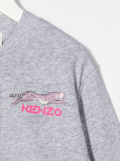 Shop Kenzo Animal-print Glittered Bomber Jacket In Grey