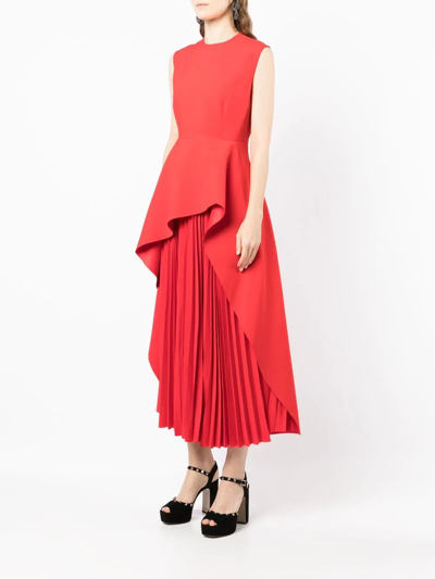 Solace London Severny Crepe Midi Dress In 红色