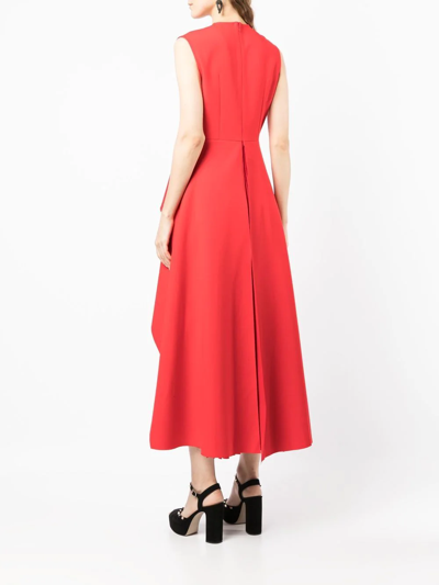 Solace London Severny Crepe Midi Dress In 红色