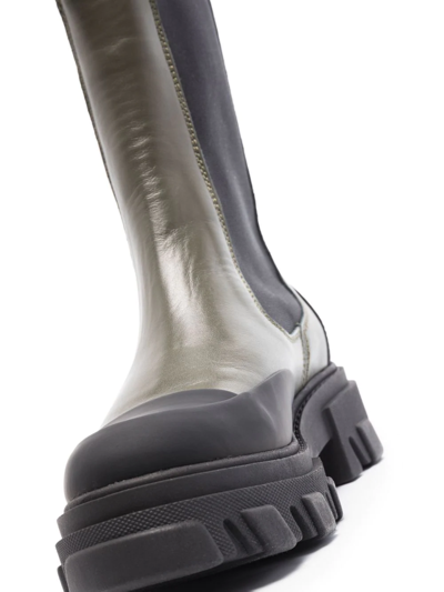 Shop Ganni Polished-finish Ridged-sole Boots In Black