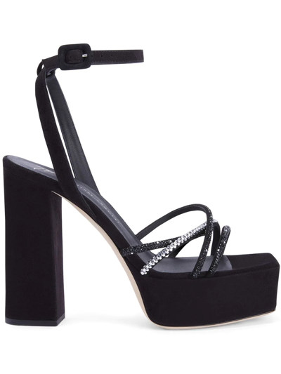 Shop Giuseppe Zanotti Arhama Embellished Platform Sandals In Black